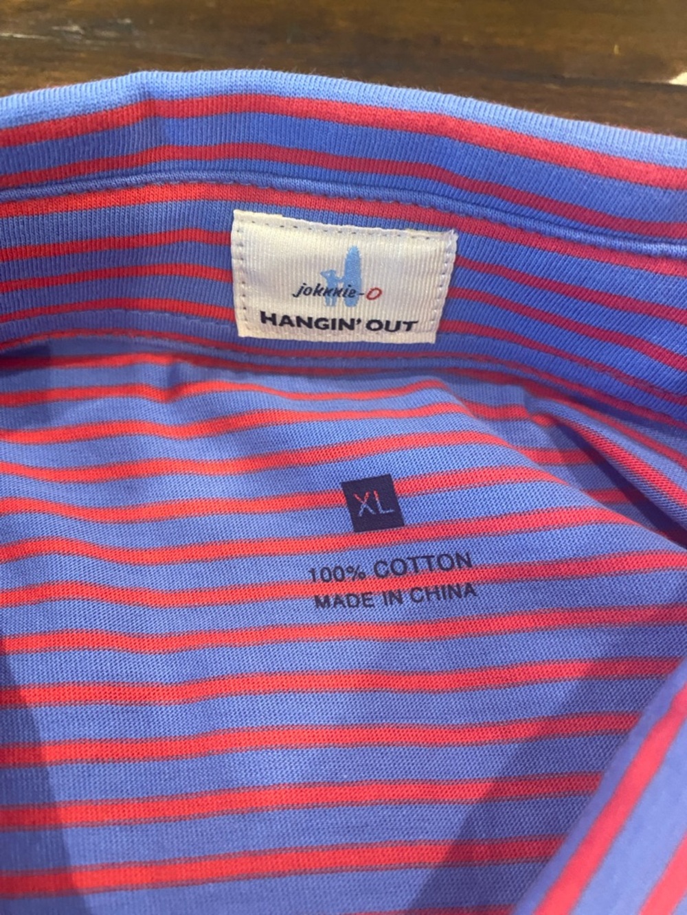 johnnie-O Thin Striped Polo in Blue and Red